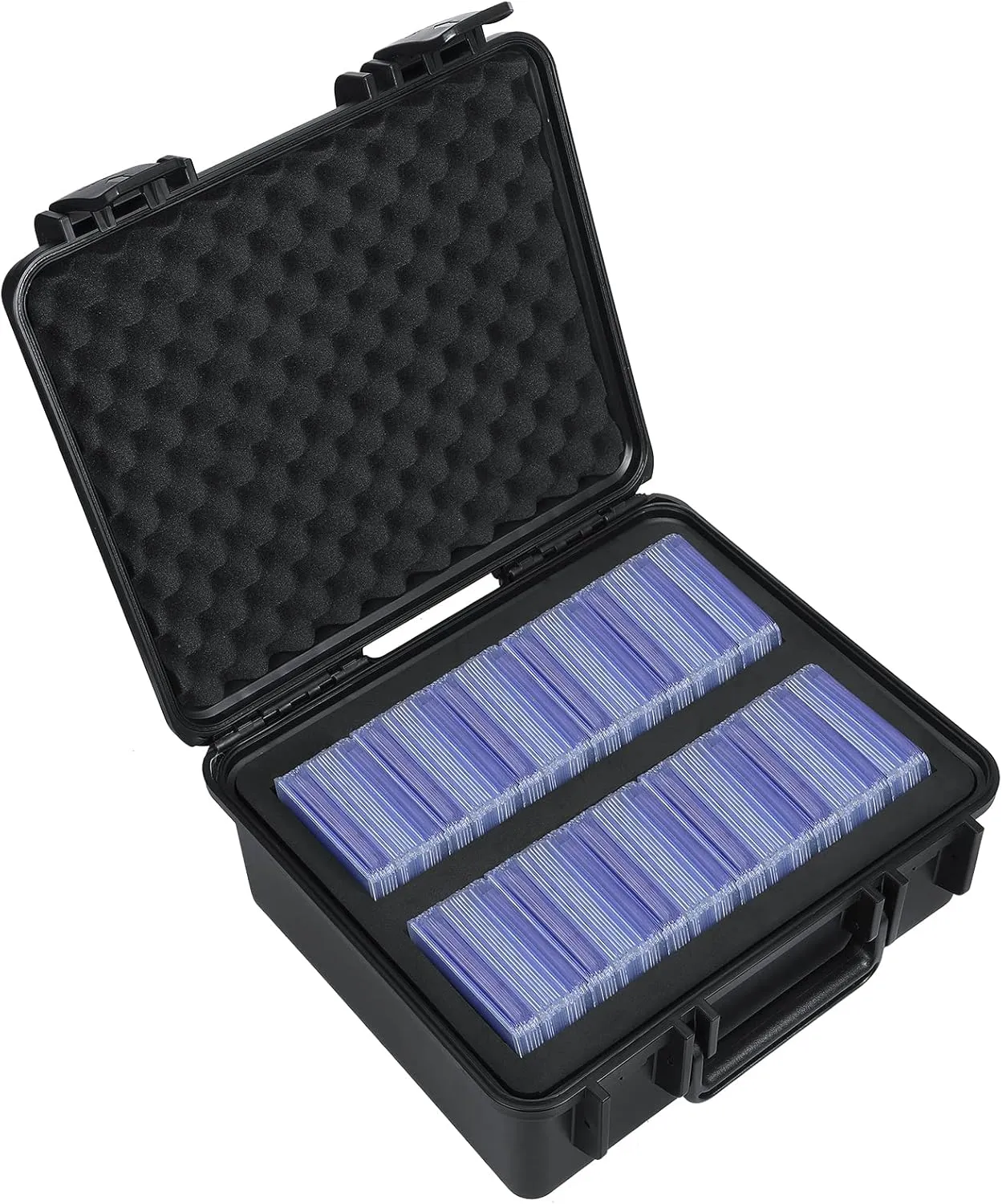 Waterproof Toploader Storage Box for 3" x 4" 35PT Rigid Card Holder, Trading Card Case Holds 300 Toploaders, Fit Sport Card with ONE Touch Magnetic Card Holder