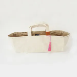 Waxed Canvas Tool Tote - Natural & Pink
