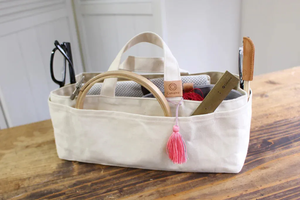 Waxed Canvas Tool Tote - Natural & Pink