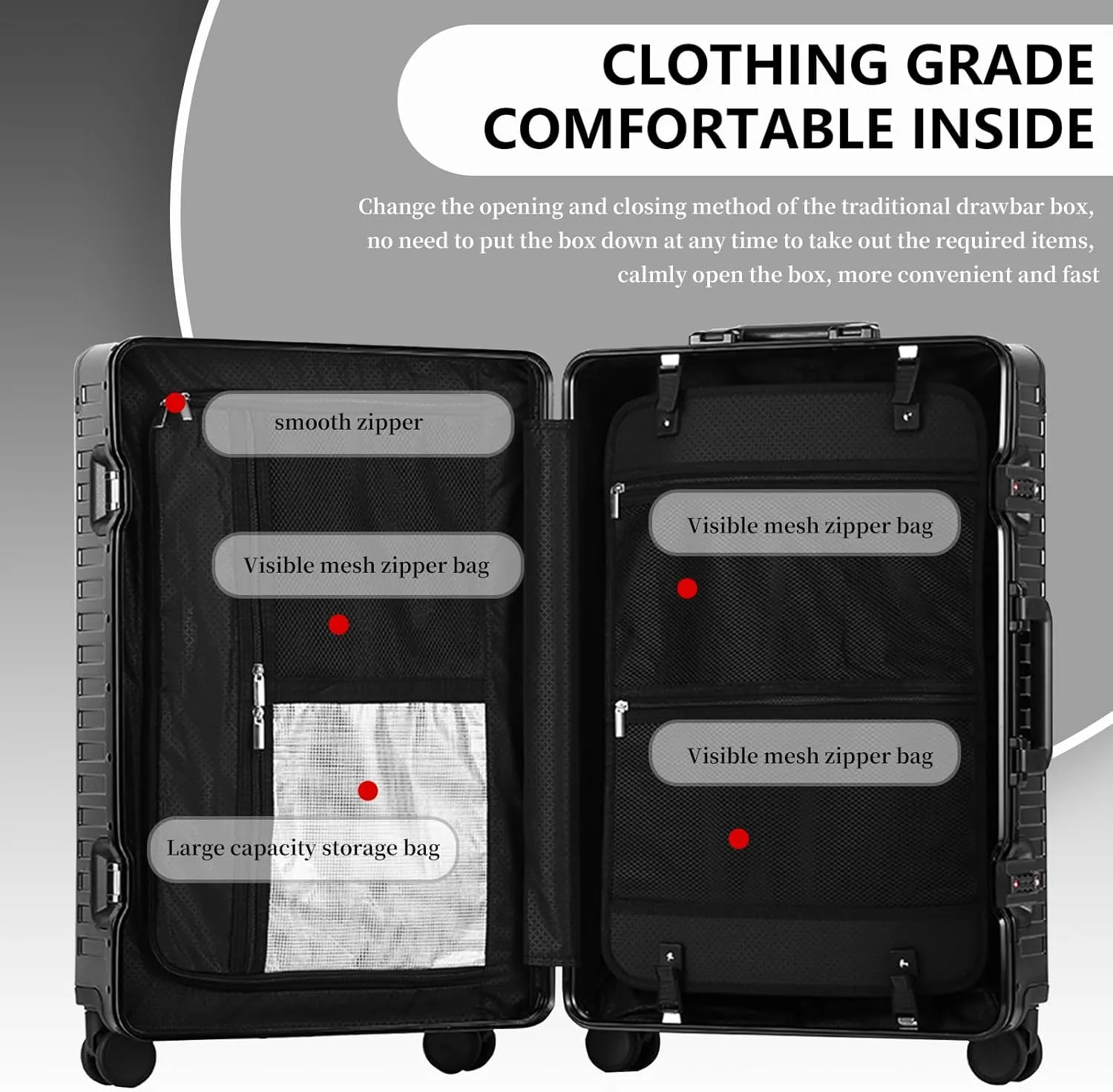 WEICHEN All Aluminum Magnesium Alloy 20 inch Carry On Luggage with Wheels and TSA Lock, 37.5L Hard Case Travel Luggage Carry On Suitcase 22x14x9 Airline Approved Grey Hardside Carry On Luggage