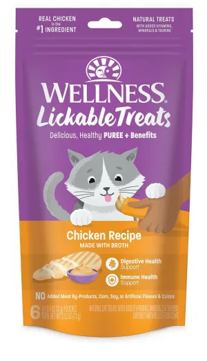 Wellness Cat Treat Lickable Chicken Puree GF 6pk .4oz