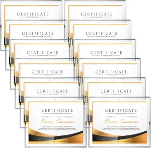 Wesiti 12 Pcs Glass Certificate Frames Picture Frames Set Clear Diploma Frames Document Frames for Photo Gift Award Tabletop Display