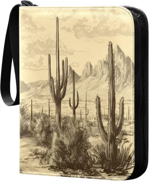 West Cow Boy Card Binder 4 Pocket Collectible Trading Card Albums with 50 Sleeves Double Side PU Waterproof 3 Ring for Sports & Game Cards