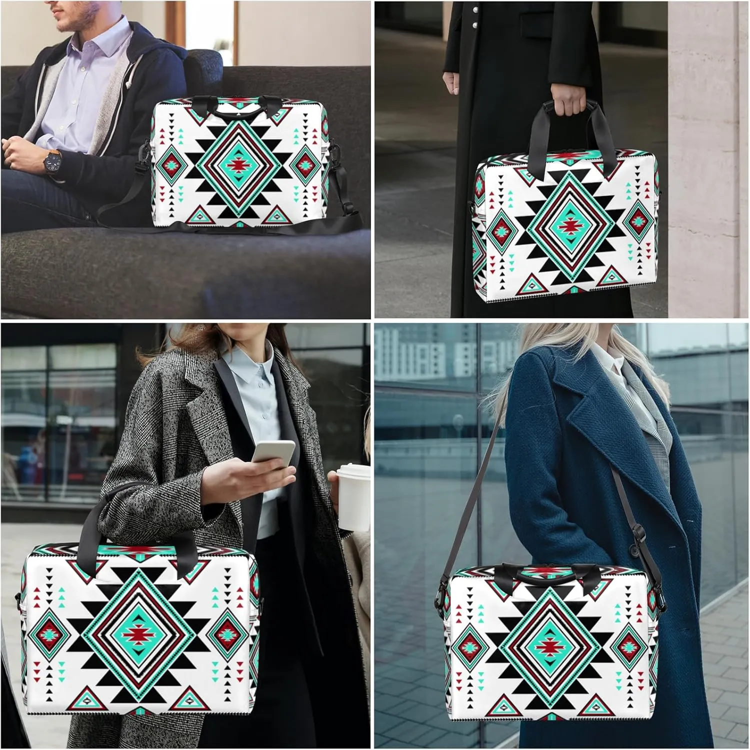 Western Aztec Boho Laptop Sleeve Case 14 15 15.6 inch, Western Aztec Boho Laptop Briefcase Shoulder Bag Waterproof Travel Computer Cover Carrying Bags