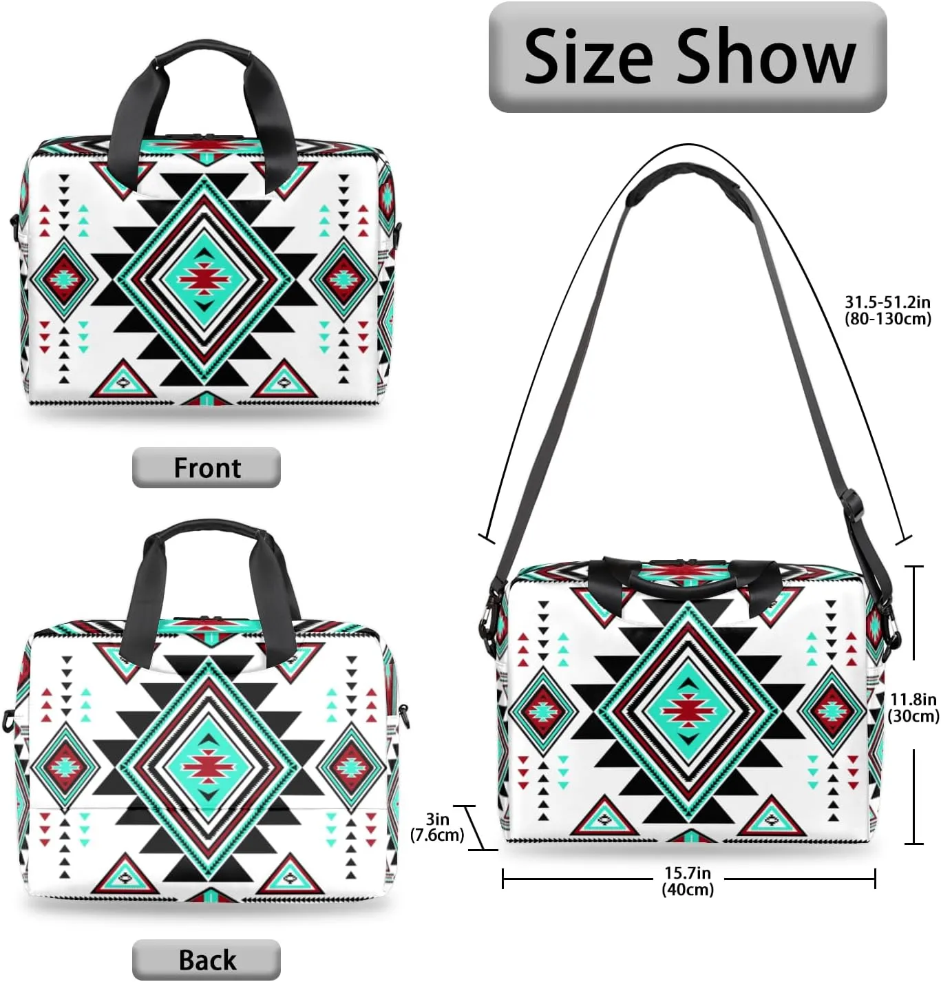 Western Aztec Boho Laptop Sleeve Case 14 15 15.6 inch, Western Aztec Boho Laptop Briefcase Shoulder Bag Waterproof Travel Computer Cover Carrying Bags