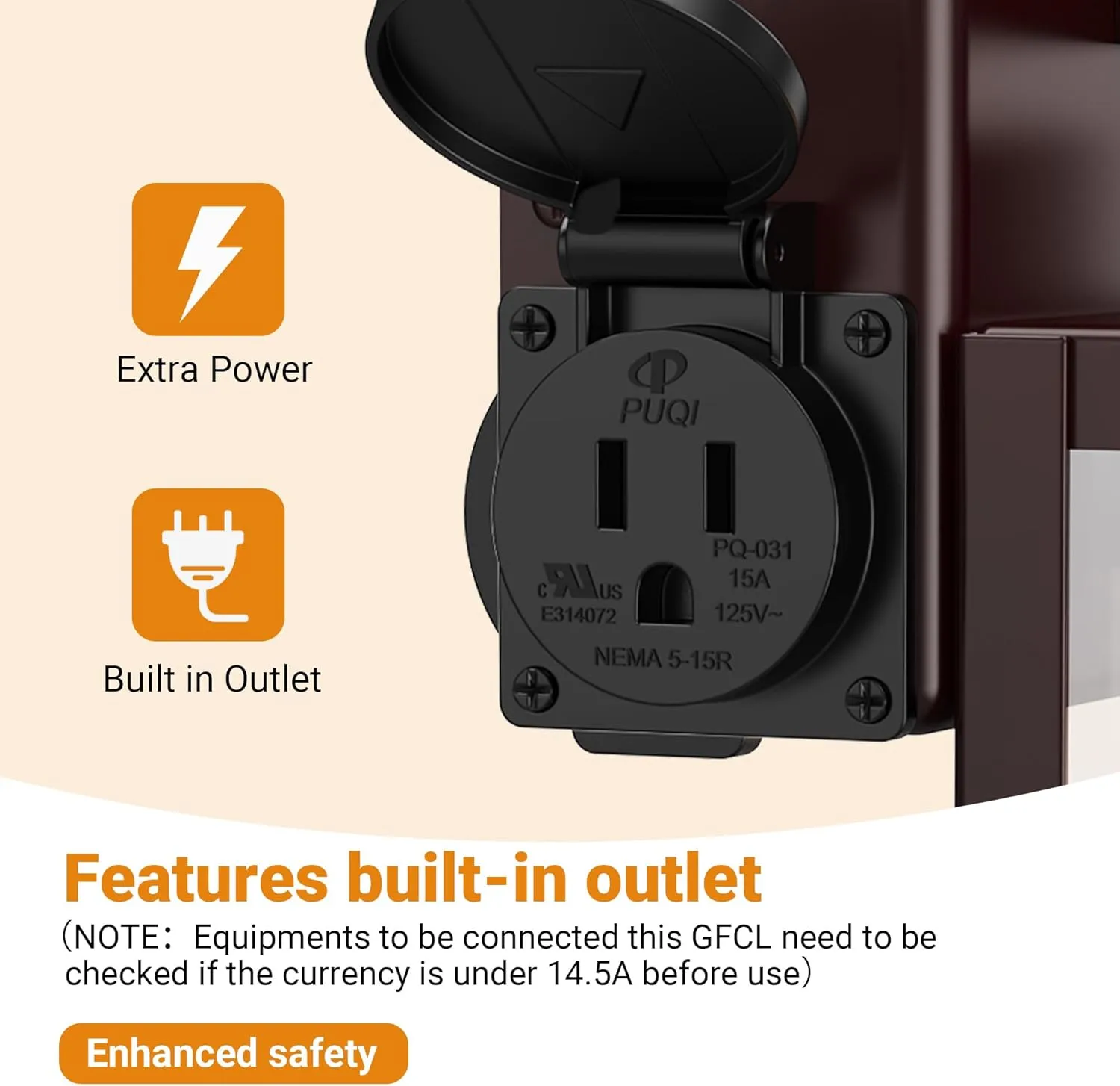 WIHTU Outdoor Light Fixtures, Porch Sconces Wall Mounted Lighting, Outdoor Wall Sconce with Outlet, Porch Lights with E26 Sockets, Exterior Waterproof, Wall Lamps for Patio Front Door（ORB）