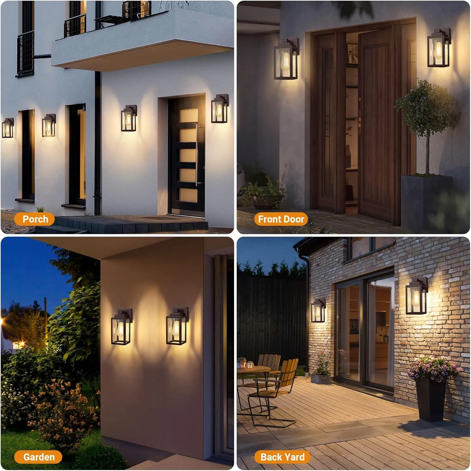 WIHTU Outdoor Light Fixtures, Porch Sconces Wall Mounted Lighting, Outdoor Wall Sconce with Outlet, Porch Lights with E26 Sockets, Exterior Waterproof, Wall Lamps for Patio Front Door（ORB）