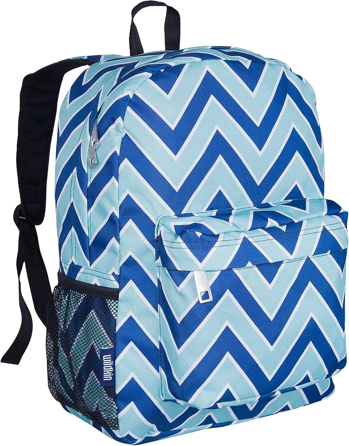 Wildkin 16-inch Kids Backpack – Durable, Padded & Spacious School Bag for Boys & Girls (Chevron Blue)