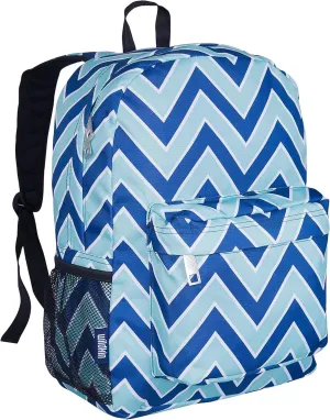 Wildkin 16-inch Kids Backpack – Durable, Padded & Spacious School Bag for Boys & Girls (Chevron Blue)