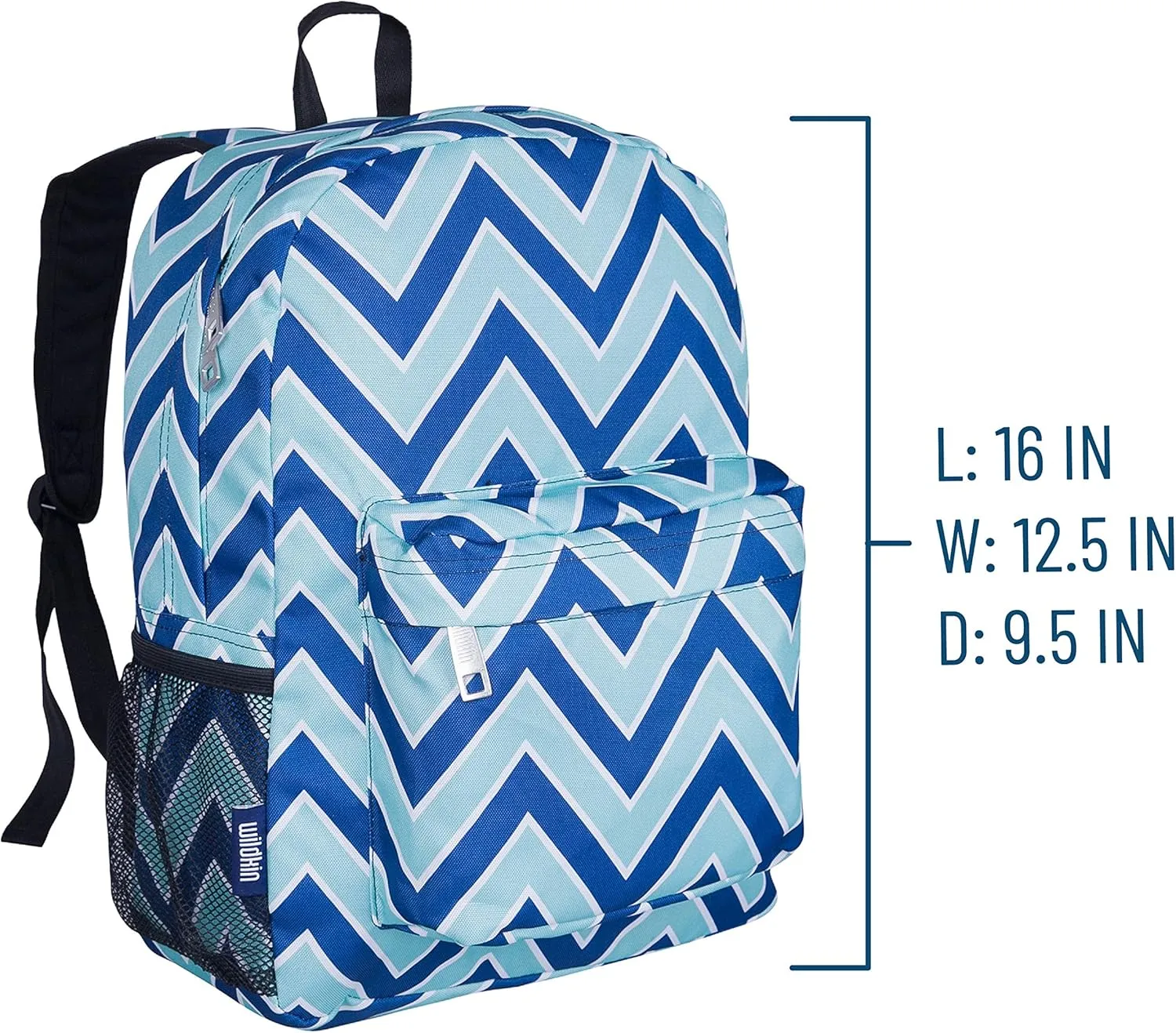 Wildkin 16-inch Kids Backpack – Durable, Padded & Spacious School Bag for Boys & Girls (Chevron Blue)