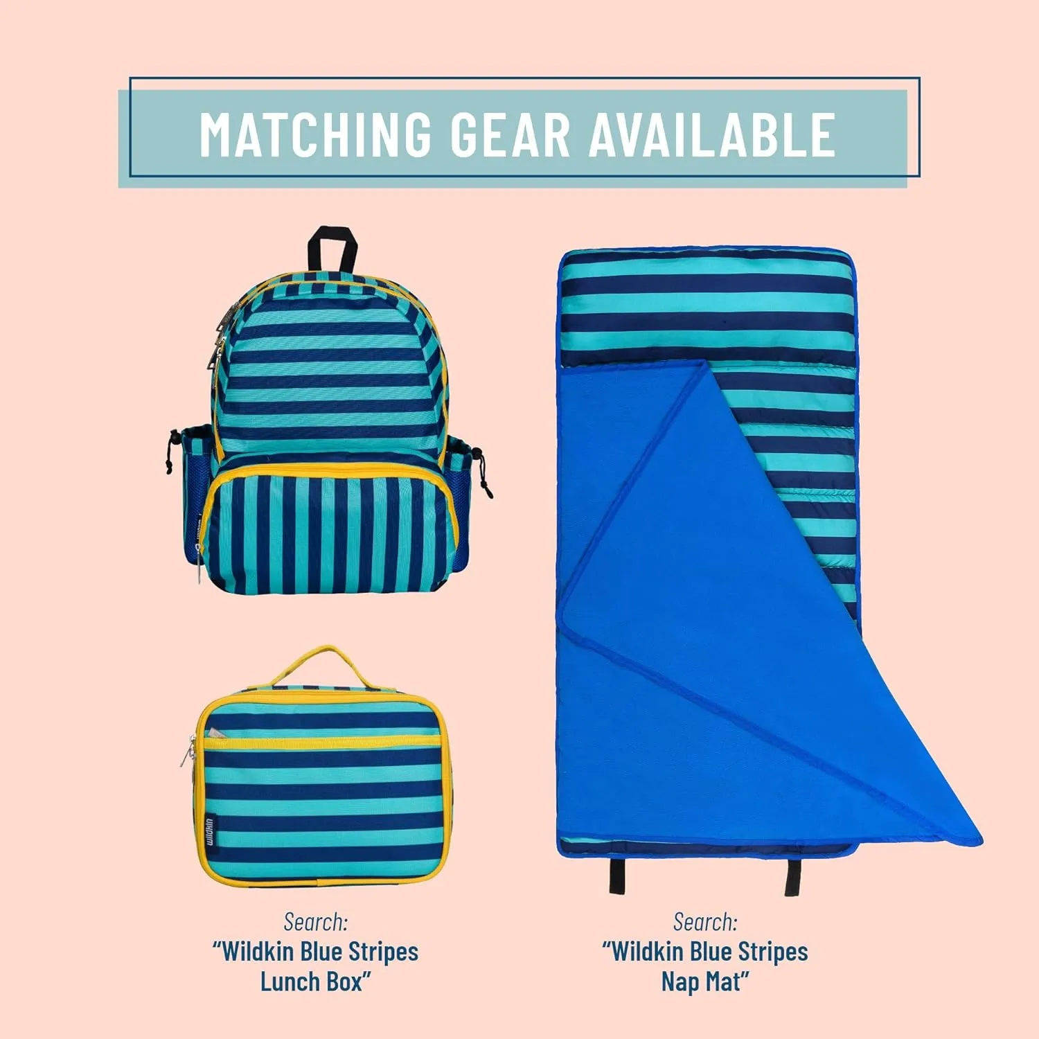 Wildkin 17-inch Kids Backpack – Durable, Lightweight School Bag for Boys & Girls - Blue Stripes