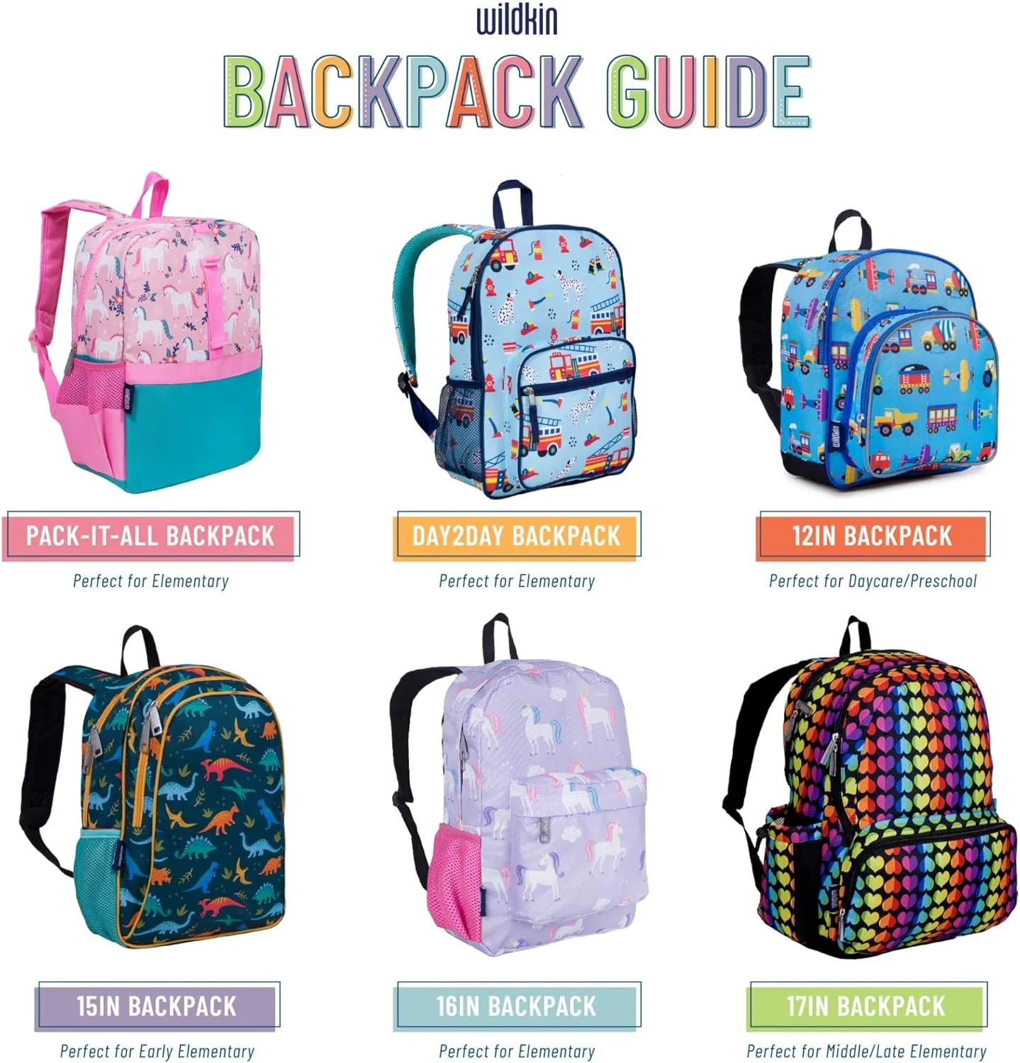 Wildkin 17-inch Kids Backpack – Durable, Lightweight School Bag for Boys & Girls - Blue Stripes