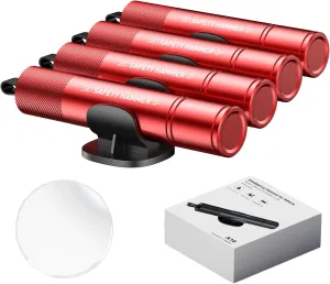 Window Breaker Seatbelt Cutter Pack of 4 - Emergency Car Accessories Tool Set, 2025 Upgraded Glass Breaker and Seat Belt Cutter Escape Tool - Safe Hammer for Land and Underwater(Red)