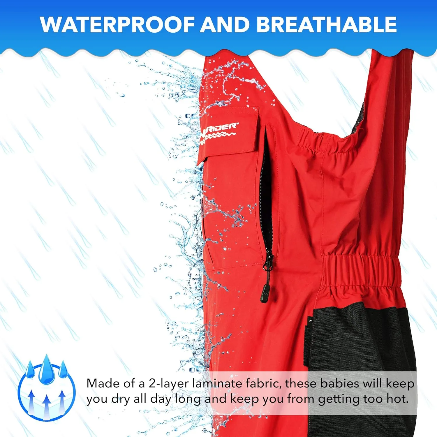 WindRider Pro Waterproof Bibs | Fishing & Sailing Bibs | Hunting & Skiing Bibs | Breathable Rain Bib | Snow Gear | 6 Pocket