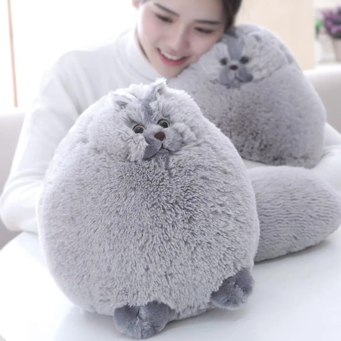 Winsterch Stuffed Animal Plushie Cat Stuffed Animal,Cute Soft Plush Cat Animals,Gray Stuffed Cat, Birthday for Kids,Boys,Girls,Fat Cat Stuffed Toy (Gray, 10 Inches)