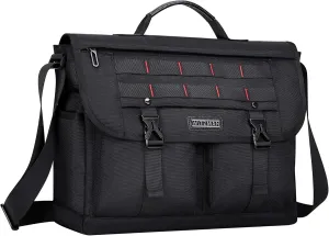 WITZMAN Messenger Bag for Men Crossbody Large Lightweight Satchel Bag Nylon Shoulder Bag with 15.6 inch Laptop（B701 Black）