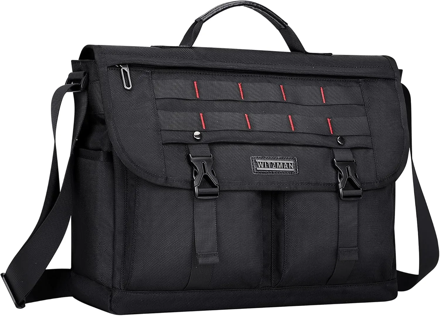 WITZMAN Messenger Bag for Men Crossbody Large Lightweight Satchel Bag Nylon Shoulder Bag with 15.6 inch Laptop（B701 Black）