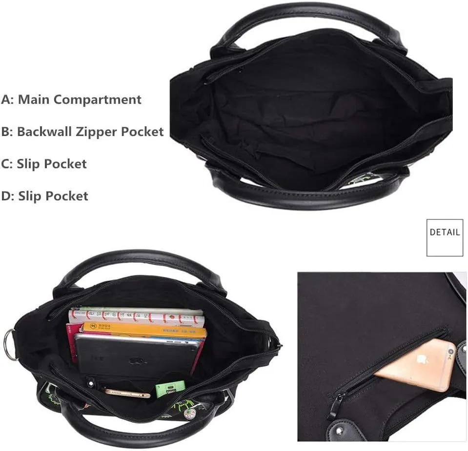 Women Fashion Rivet Handbag Purse Luminous Canvas Punk Tote with Shoulder Strap Crossbody Bag Large Capacity