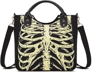 Women Fashion Rivet Handbag Purse Luminous Canvas Punk Tote with Shoulder Strap Crossbody Bag Large Capacity