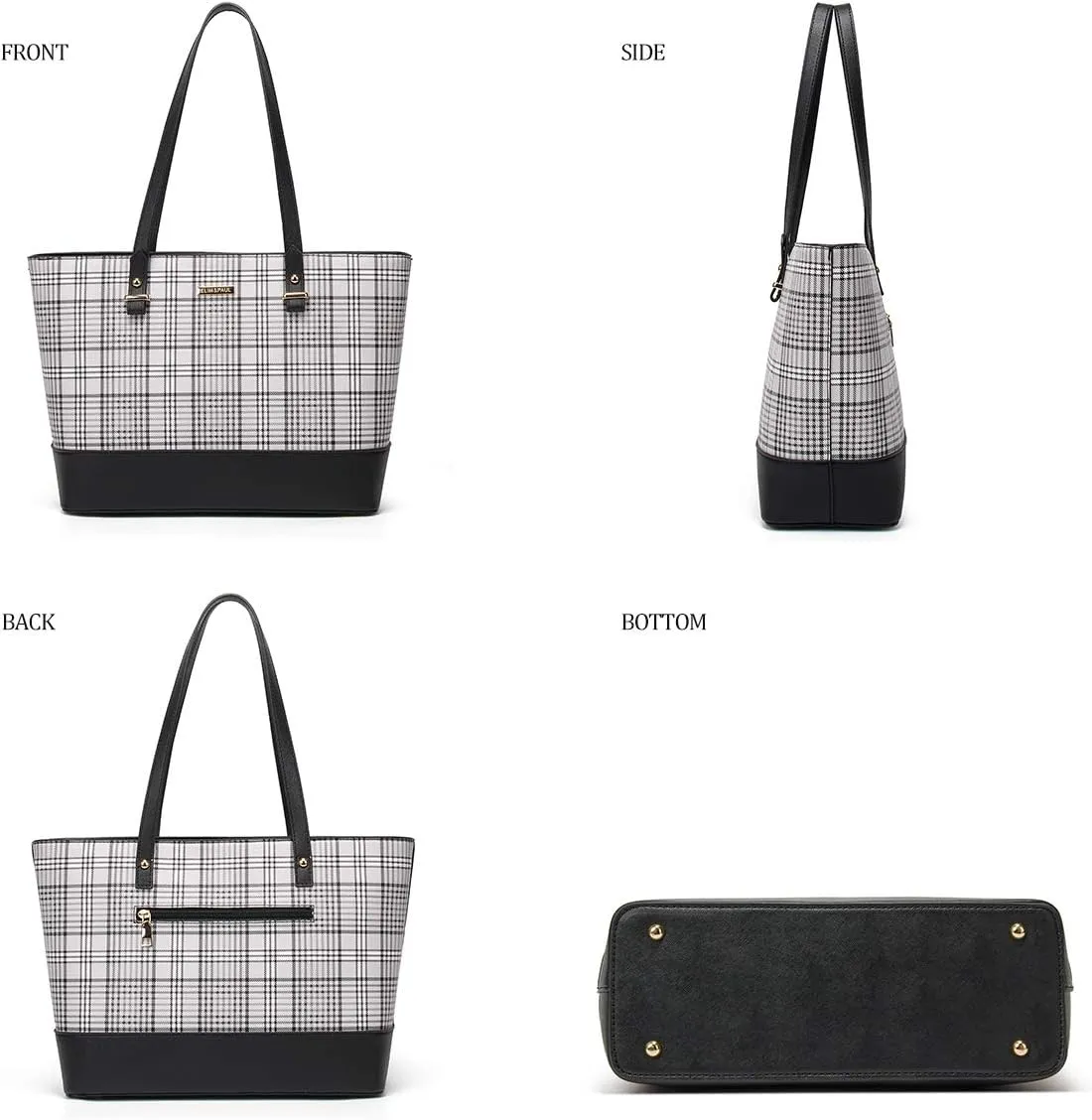 Women Fashion Synthetic Leather Handbags Tote Bag Shoulder Bag Top Handle Satchel Purse Set 4pcs