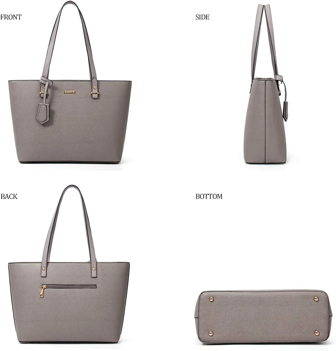 Women Fashion Synthetic Leather Handbags Tote Bag Shoulder Bag Top Handle Satchel Purse Set 4pcs