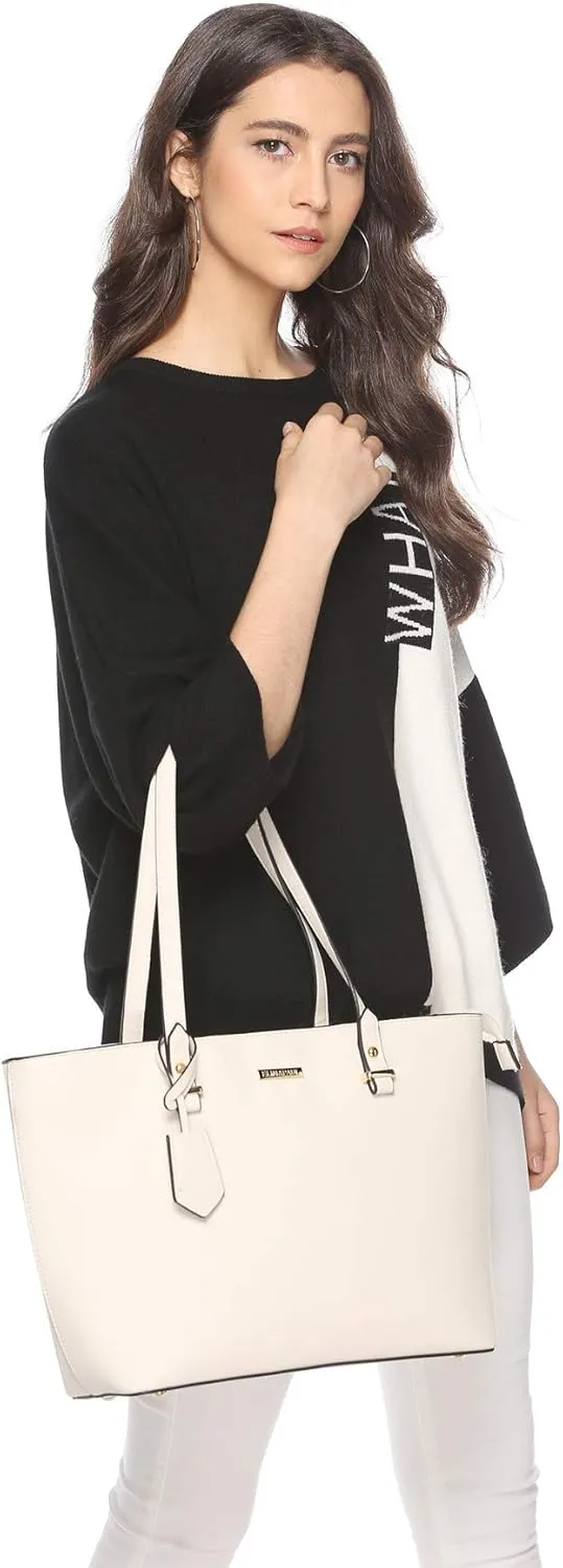 Women Fashion Synthetic Leather Handbags Tote Bag Shoulder Bag Top Handle Satchel Purse Set 4pcs