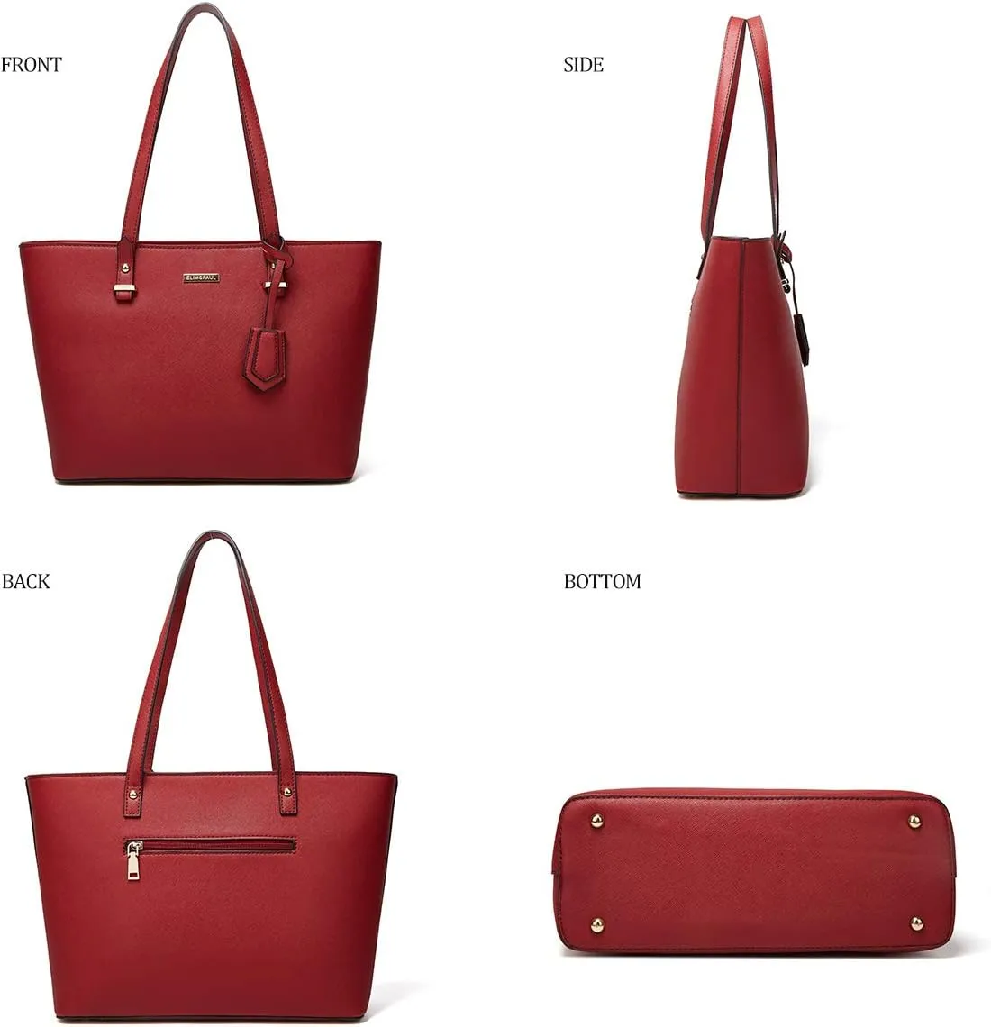 Women Fashion Synthetic Leather Handbags Tote Bag Shoulder Bag Top Handle Satchel Purse Set 4pcs