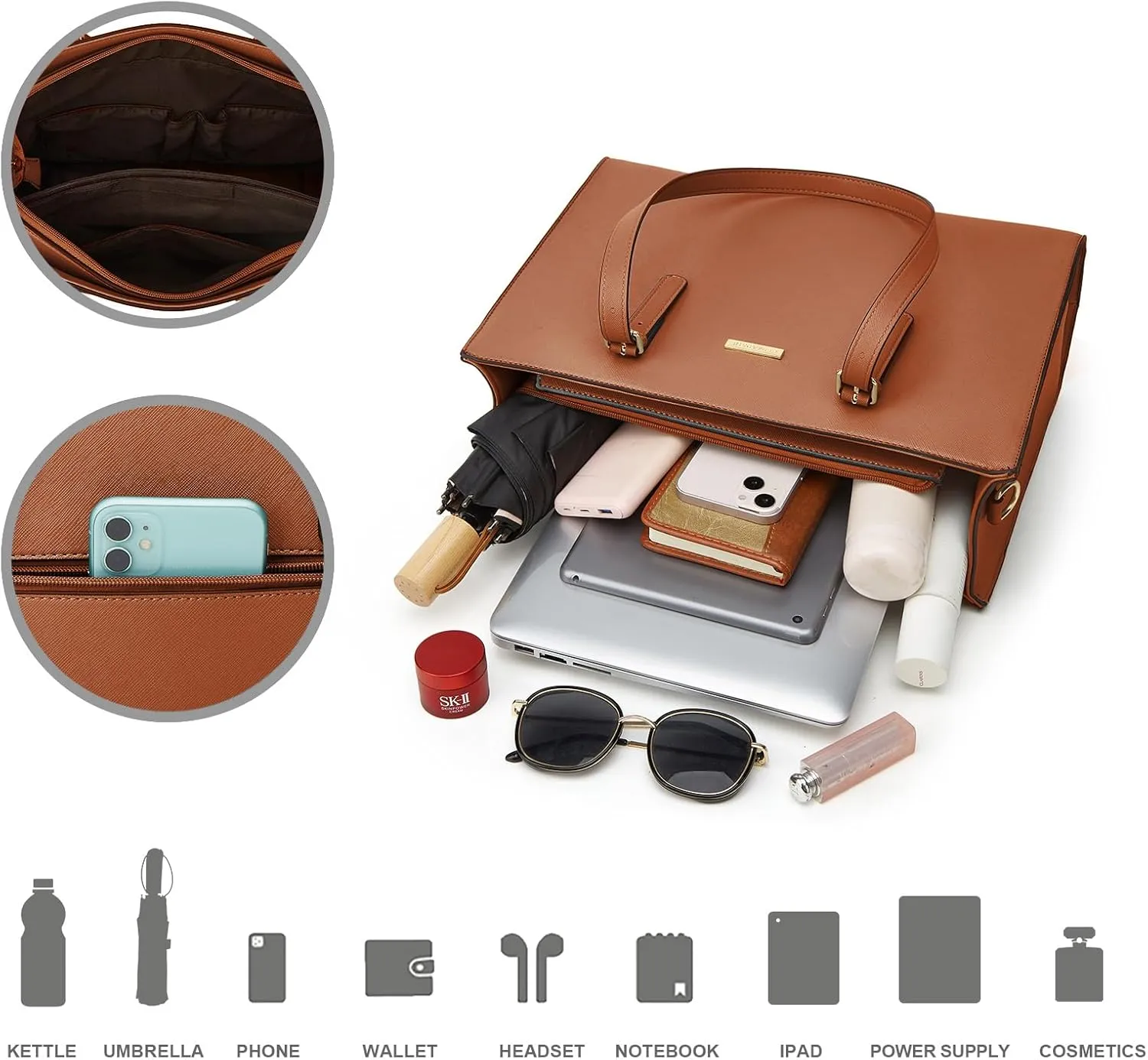 Women Fashion Synthetic Leather Handbags Tote Bag Shoulder Bag Top Handle Satchel Purse Set 4pcs