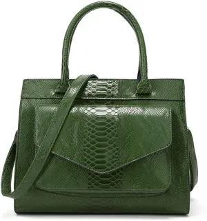 Women Handbag Large Capacity Stylish Snake PU Leather Shoulder Bag Simple All Match Crossbody Purse Satchel