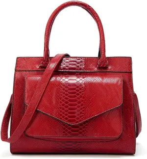 Women Handbag Large Capacity Stylish Snake PU Leather Shoulder Bag Simple All Match Crossbody Purse Satchel