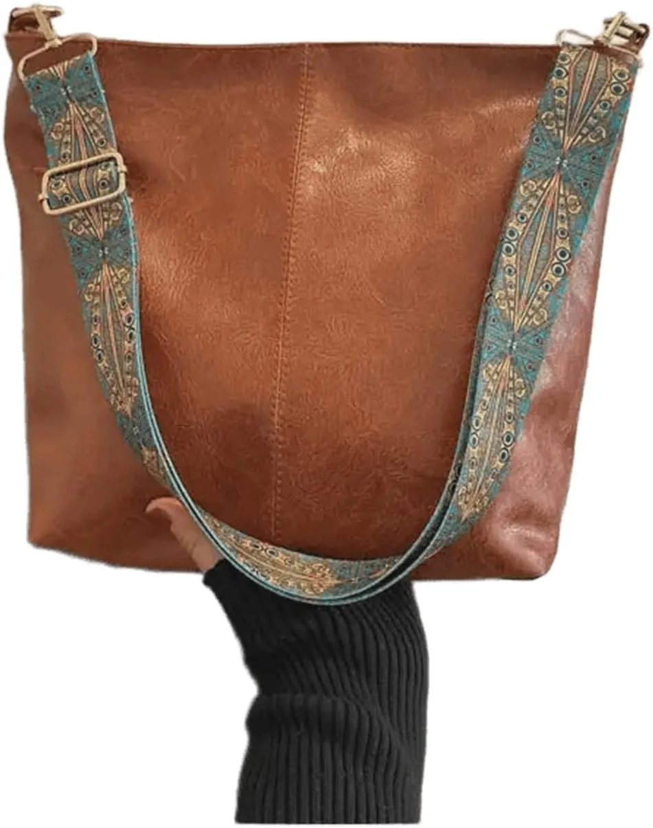 Women's Artificial leather large capacity bucket bag retro handbag crossbody bag single shoulder bag