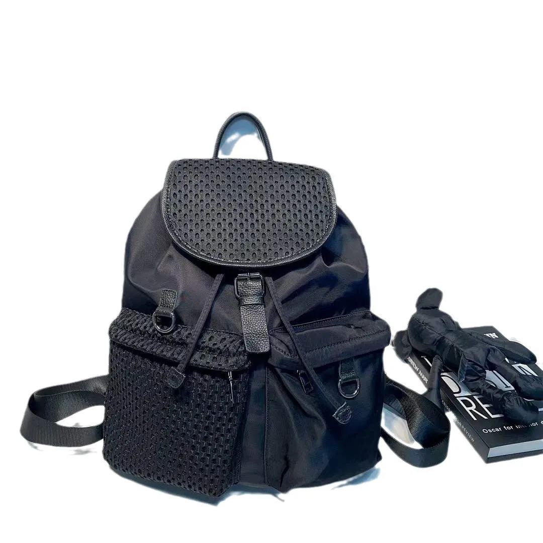Women's Denim Vintage Drawstring Flip Practical Straps Backpacks