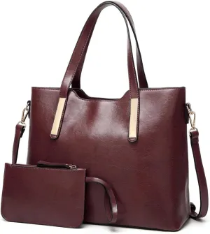 Women's Designer Handbags Satchel Bags Top Handle Purse Shoulder Bag w/Matching Wallet 2 PCS Set