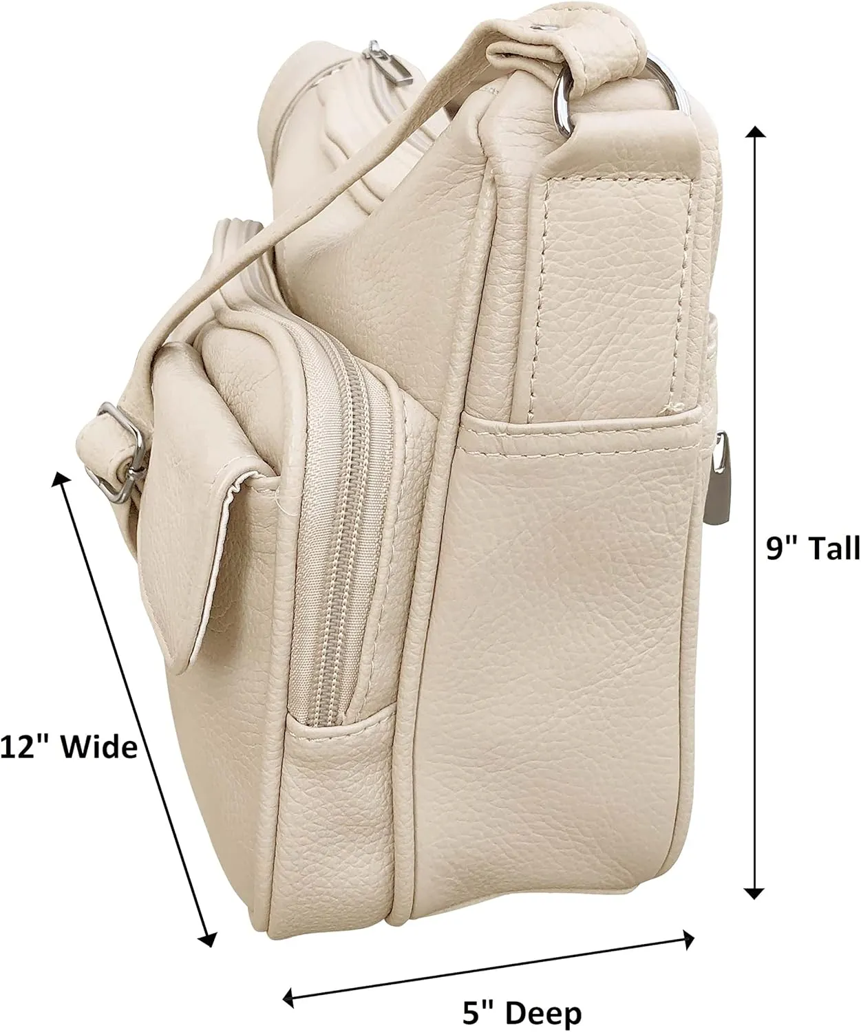 Women's Genuine Leather Cross Body Shoulder Strap Organizer Purse, (One Size)