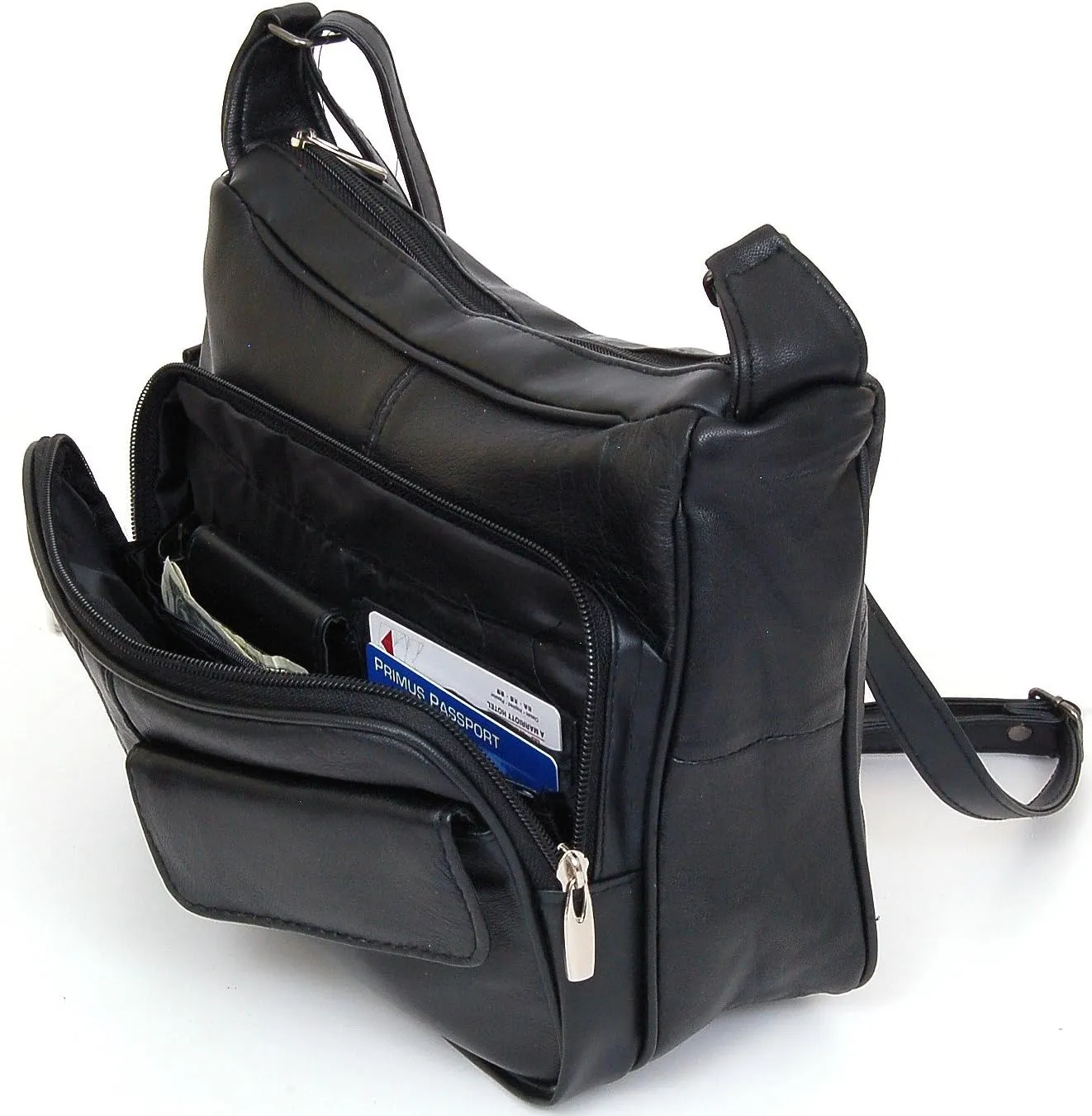 Women's Genuine Leather Cross Body Shoulder Strap Organizer Purse, (One Size)