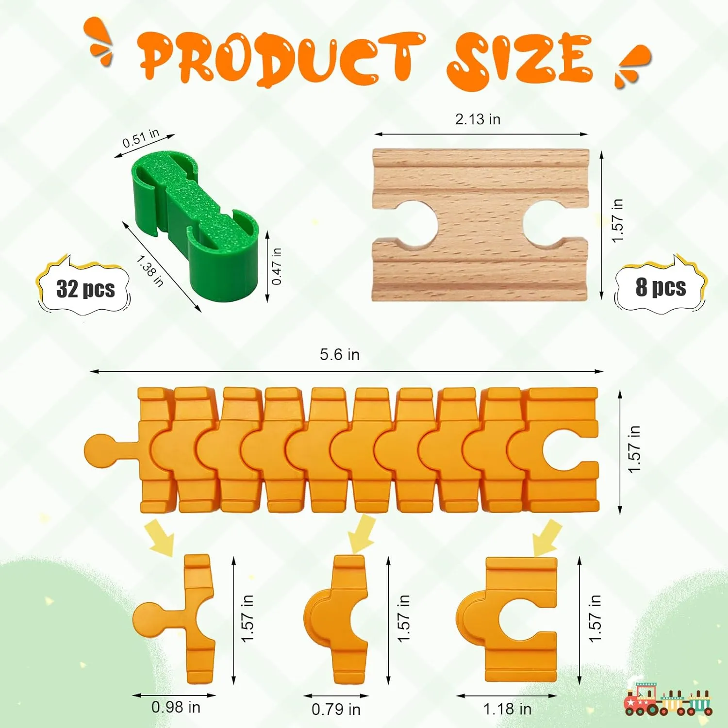 Wooden Train Track Accessories, 44 pcs Wooden Track Connector, Compatible with All Major Brands Wood Train Track, Christmas Birthday Gift for Boys Girls, Train Toys Expansion Pack for Kids Ages 3 