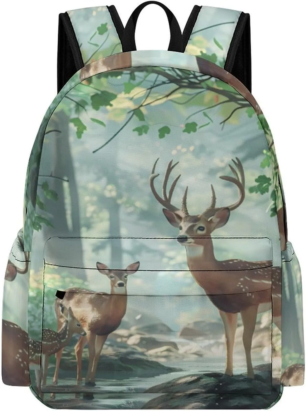 Woodland Deer Cute Backpacks 16.5 Inch With Padded Straps Printed Back Pack Daypack Laptop Bag for Travel Hiking Camping 16.5 * 12 * 6 Inch