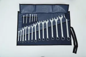 Wrench Pouch SAE & Metric Wrenches Tools Bag Organizer Roll Up Pouch 20 Pockets Durable Hand Crafted Dyed & Sand Washed 100% Ballistic Polyester - Navy Blue - (Tools are not Included)