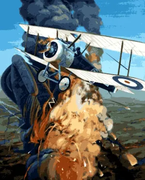 WW1 Collection PD (70) - a Biplane Flying Over a Field - Van-Go Paint-by-Number Kit 60x75cm no Frame