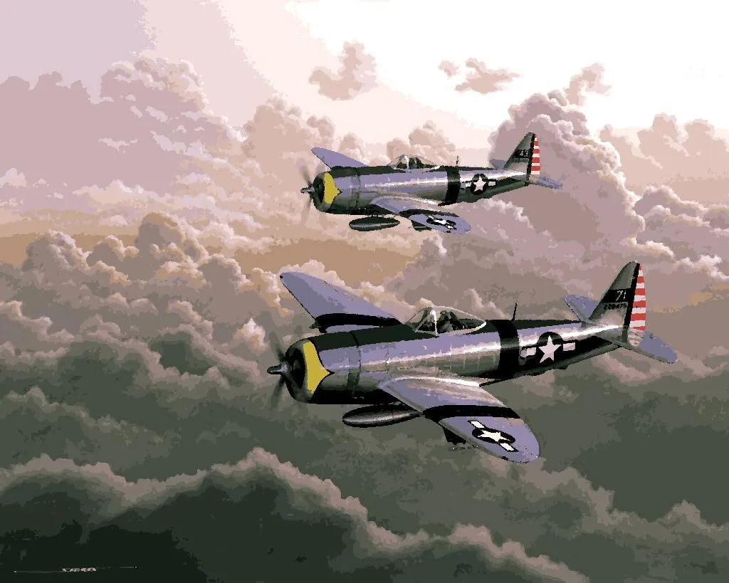 WW2 Collection PD (105) - P-47 Thunderbolt Aircraft - Van-Go Paint-by-Number Kit 40x50cm DIY Frame