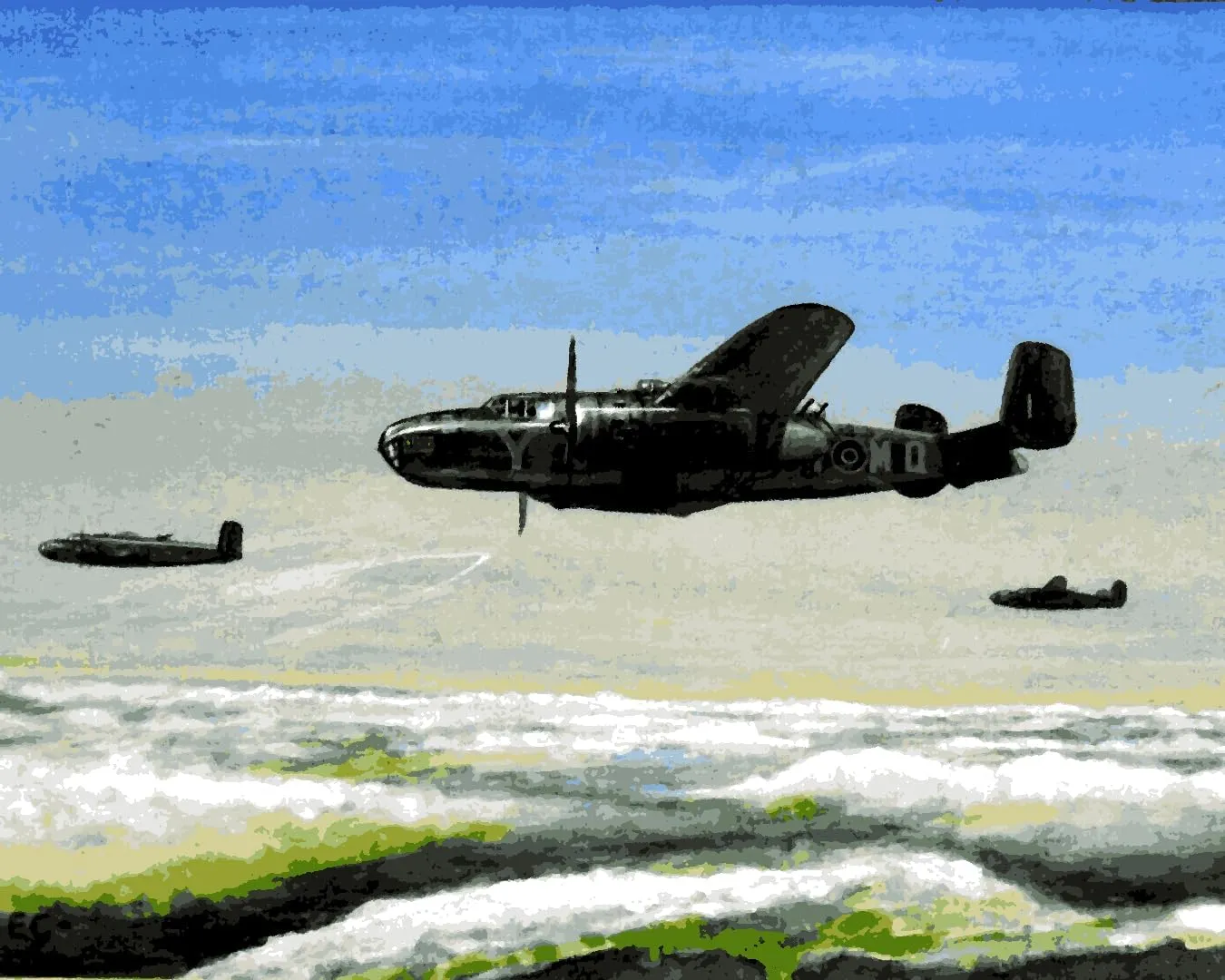 WW2 Collection PD (81) - RAF Bombers Flying in Formation - Van-Go Paint-by-Number Kit 60x75cm DIY Frame