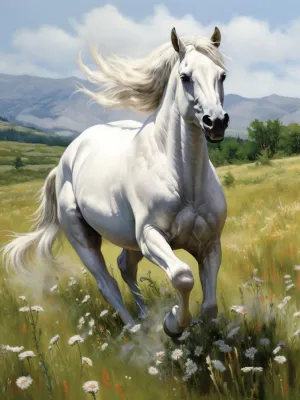 XDEGHUANGSS DIY Cross Stitch Kit 11ct Grassland Running Horse with Canvas,Thread,Needles and Instructions for Home Wall Decoration,40x50cm