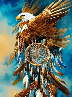 YEEIFFD Eagle Dream Catcher Diamond Painting Kits for Adults Beginners, Dreamcather DIY 5D Diamond Art Kits, Full Round Drill Diamond Art Kit for Home Wall Decor 12x16in
