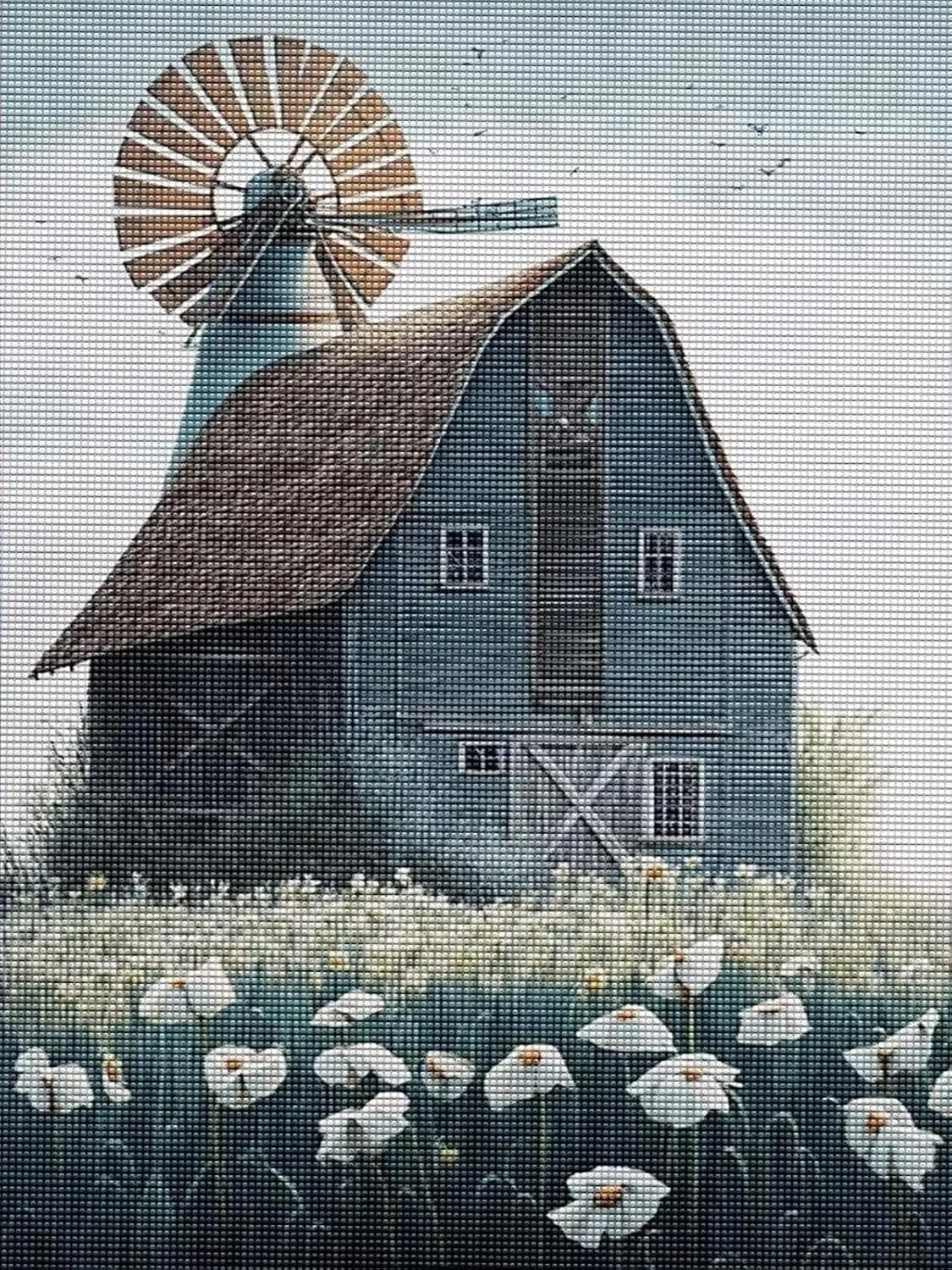 YEEIFFD Windmill Shed 5d DIY Diamond Art Painting, Landscape Series Painting, Suitable for Home, Office, and Wall Decoration, Ideal Gift for Family and Friends 12x16 Inch