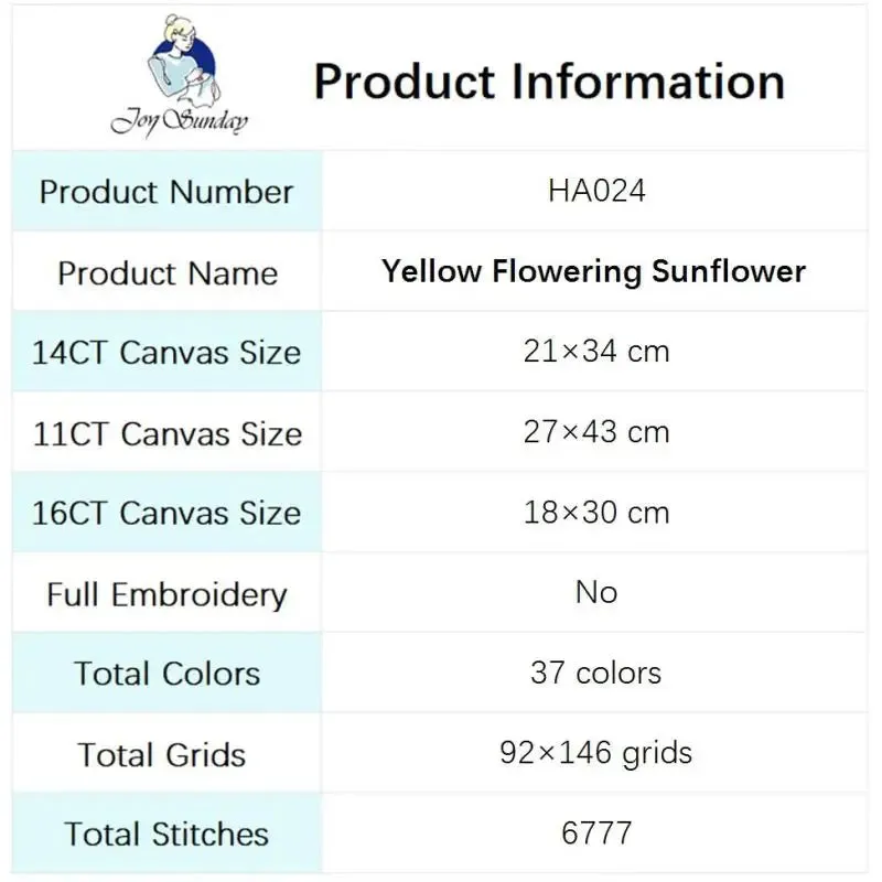 Yellow Sunflower Cross Stitch Embroidery Kits