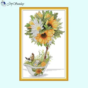 Yellow Sunflower Cross Stitch Embroidery Kits