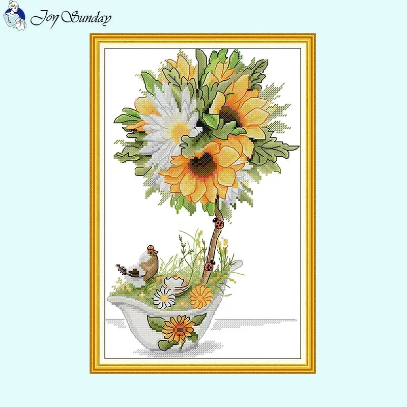 Yellow Sunflower Cross Stitch Embroidery Kits