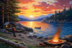 ymkcxx Sunset and Beach Campfire Diamond Painting Kits for Adults&Kids, 5D Sunset Diamond Art Kits for Beginner Gem Art Full Drill Diamond Dots for Home Wall Decor (20x24 inch)