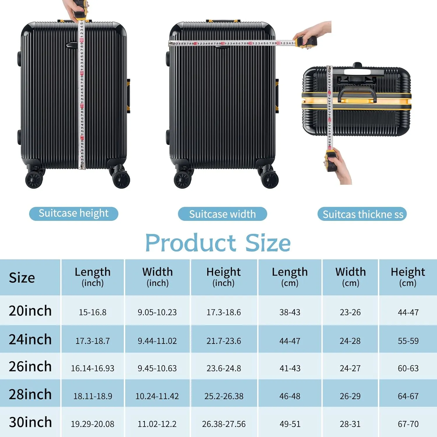 Yotako Upgraded Zippered Transparent PVC Suitcase Cover, No Disassembly Required Clear Luggage Protector for Suitcase