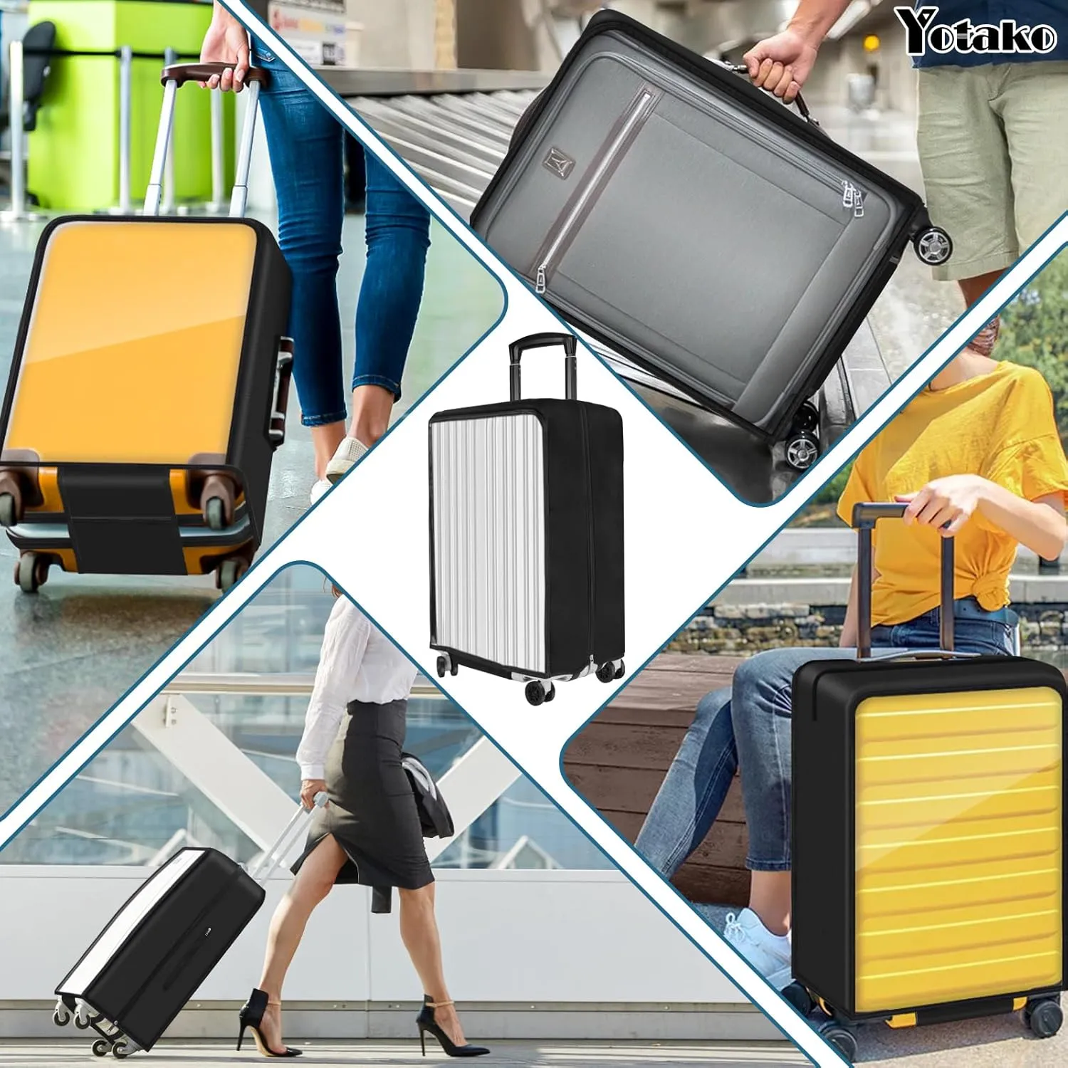 Yotako Upgraded Zippered Transparent PVC Suitcase Cover, No Disassembly Required Clear Luggage Protector for Suitcase
